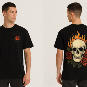 "Flame Rose Skull" Oversized T-Shirt