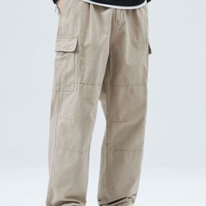 Men's Cotton Loose-Fit Cargo Pants - Green / L(Jeans 30)