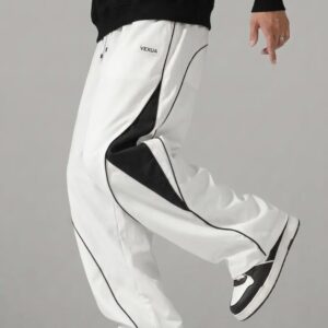 VEXUA Striped Men White Track Pants